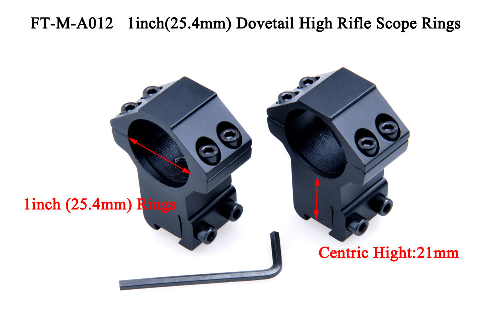 FT-M-A012 Rifle Scope Mounts 1 inch 25.4mm High Dovetail Style Rings