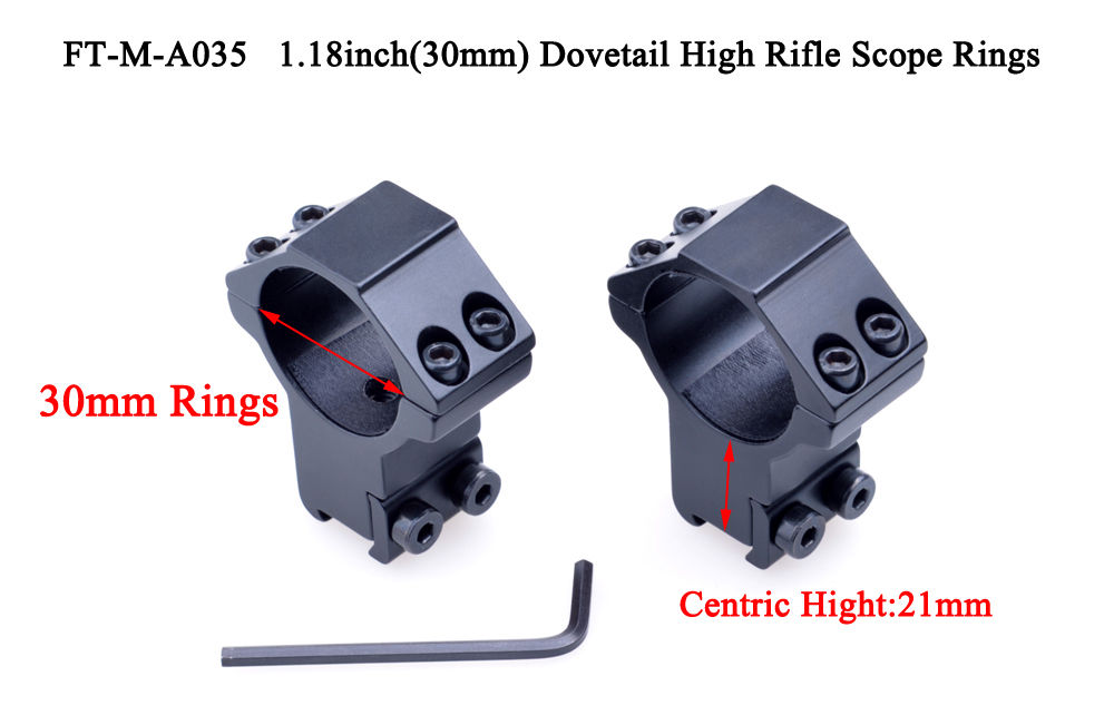 FT-M-A035 Rifle Scope Mounts 1.18 inch 30mm High Dovetail Style Rings