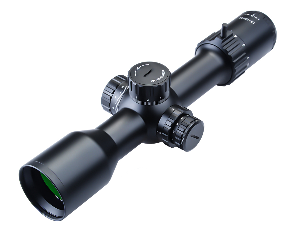 1.5-15x44 (34mm) IR LVPO First Focal Plane TSS Long Eye Relief Zero Stop Turret SP Glass Reticle Rifle Scope