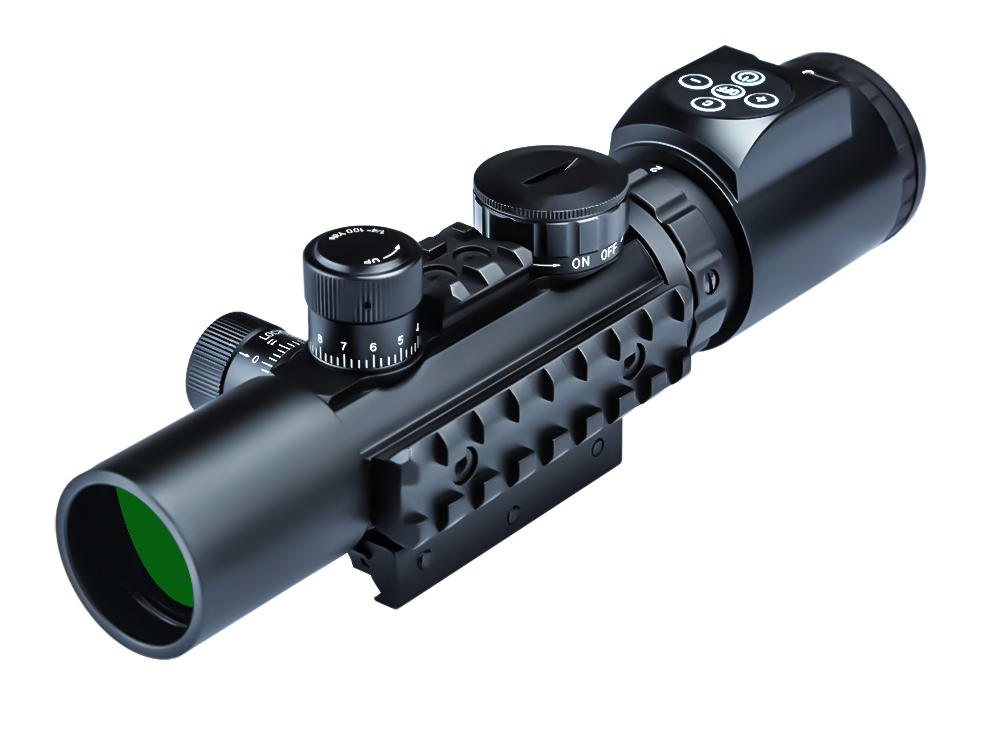 2-6x28 ET Red/Blue Glass Reticle Button Switch W/Level Multi-Rail Tactical Long Eye Relief Rifle Scope